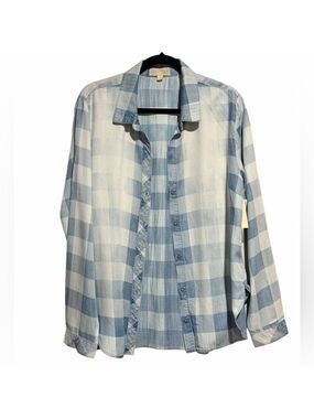 Olive + Sloane Blue White Checkered Button Down Shirt Large